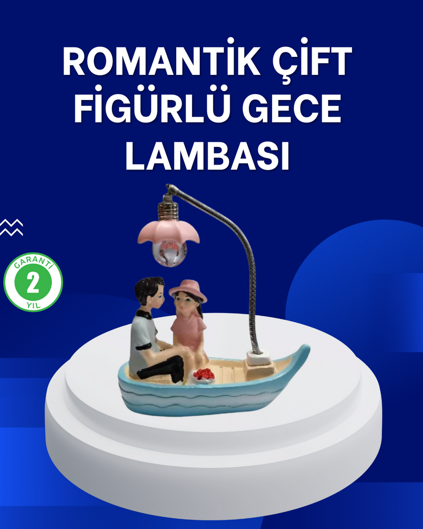 1247291_3-108.png Romantik Sandal Üzerinde Çift Figürü LED Gece Lambası Masa Dekoru - Görsel 1