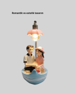 Romantik Sandal Üzerinde Çift Figürü LED Gece Lambası Masa Dekoru - Görsel 4