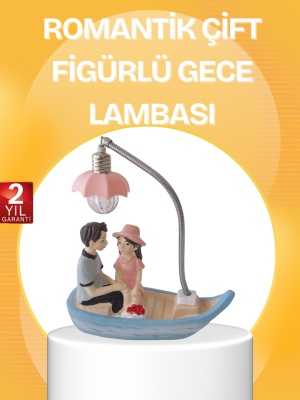 Romantik Çift Figürlü Gece Lambası Sandal Model Sevgiliye Özel Hediye