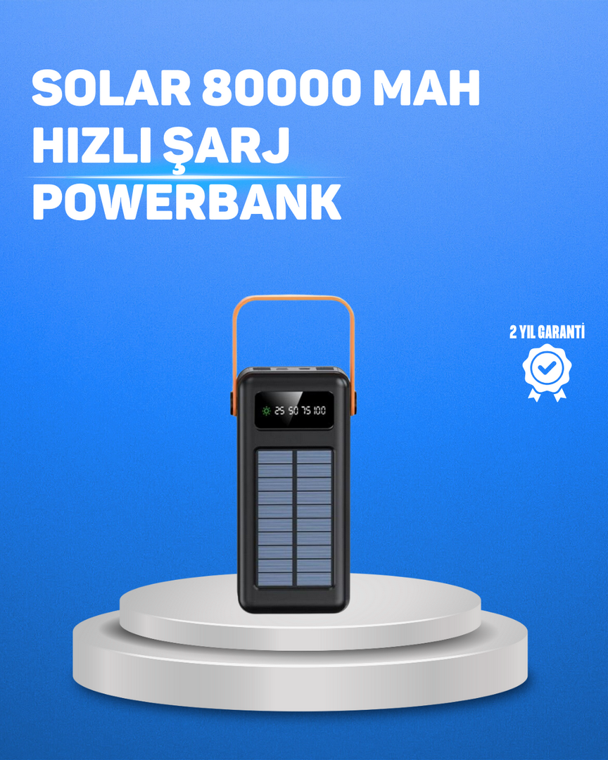 1247302_4-81.png 80000 mAh Yüksek Kapasiteli Powerbank Göstergeli Solar Şarj Cihazı - Görsel 1
