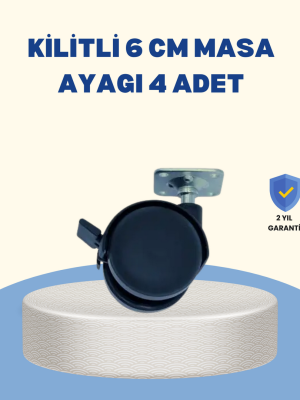 Kilitli Mobilya Tekerleği 6 cm 4’lü Kolay Kurulum