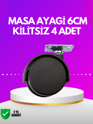 Masa ve Koltuk İçin Kilitsiz Tekerlek Seti 6 cm