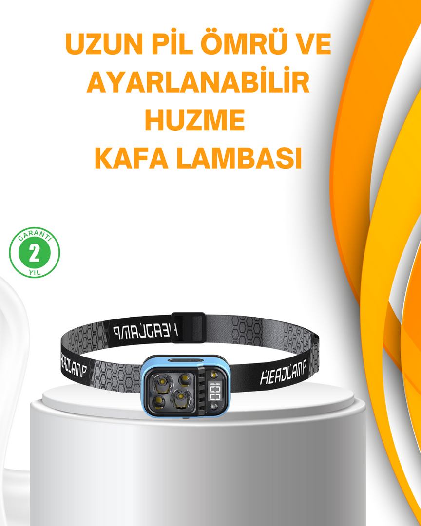 1247490_3-115.png Su Geçirmez LED Kafa Lambası 53 Çalışma Modu Güç Ekranlı - Görsel 1