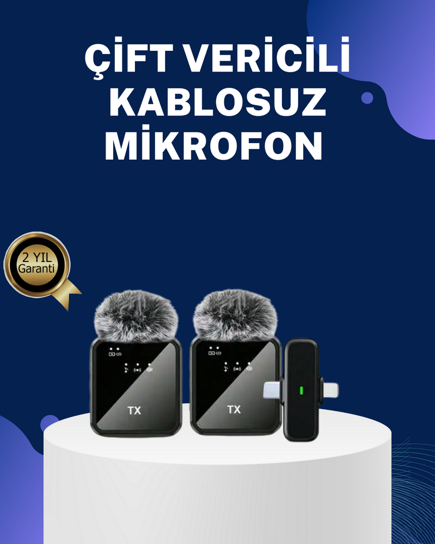 1247616_4-106.png 2in1 Kablosuz Yaka Mikrofonu iOS ve Android Uyumlu - Görsel 1