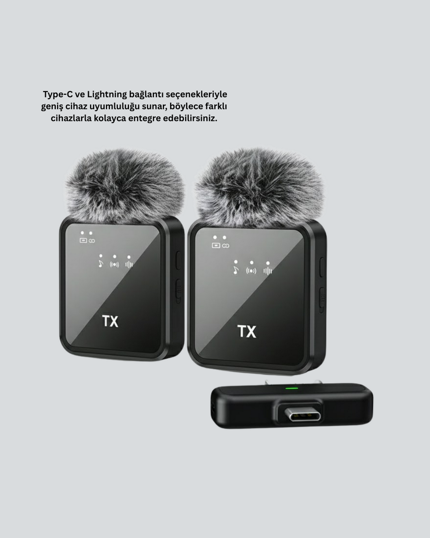 1247616_8-101.png 2in1 Kablosuz Yaka Mikrofonu iOS ve Android Uyumlu - Görsel 3