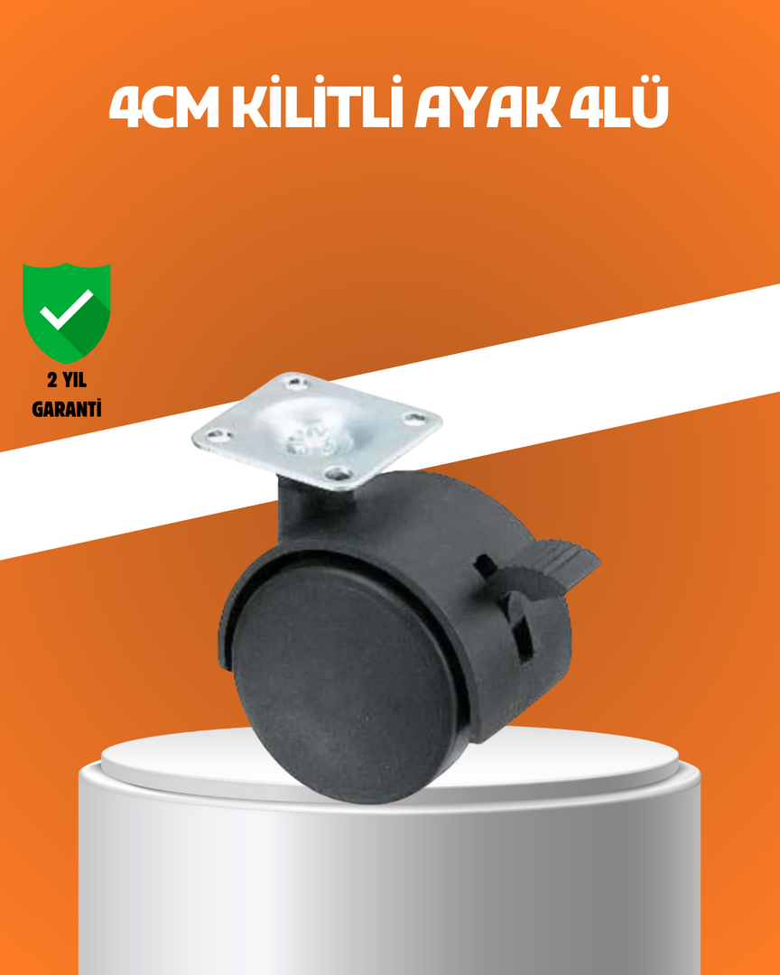 1247658_4-99.png Kilitli Mini Tekerlek Ayak 4 cm 4’lü Set - Görsel 1