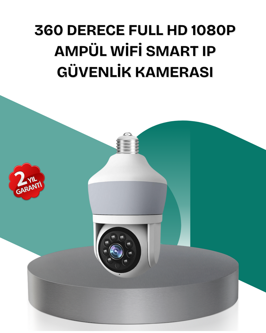 1247789_6-111.png Kablosuz 360° Döner Başlıklı Full HD Güvenlik Kamerası - Görsel 1