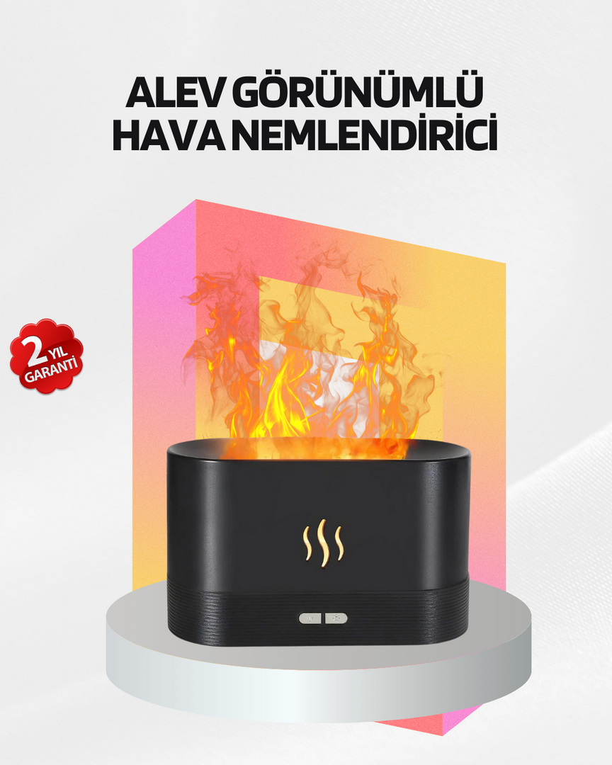 1247829_1-133.png Alev Görünümlü Hava Nemlendirici Kumandalı LED Işıklı Aromatik Difüzör - Görsel 1