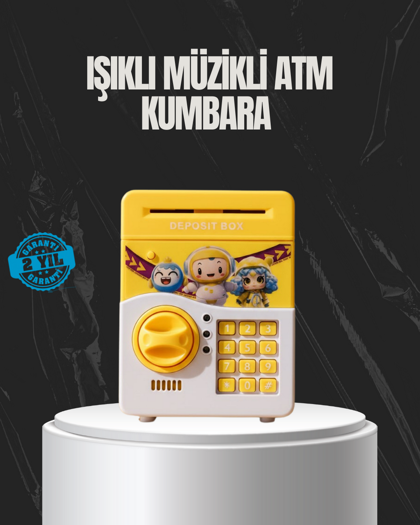 1247942_2-147.png Sarı Renk Otomatik Para Çeken Şifreli Çocuk Kumbarası - Görsel 1