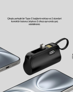 Dahili Type-C Konektörlü Mini 2000mAh Powerbank - Görsel 5