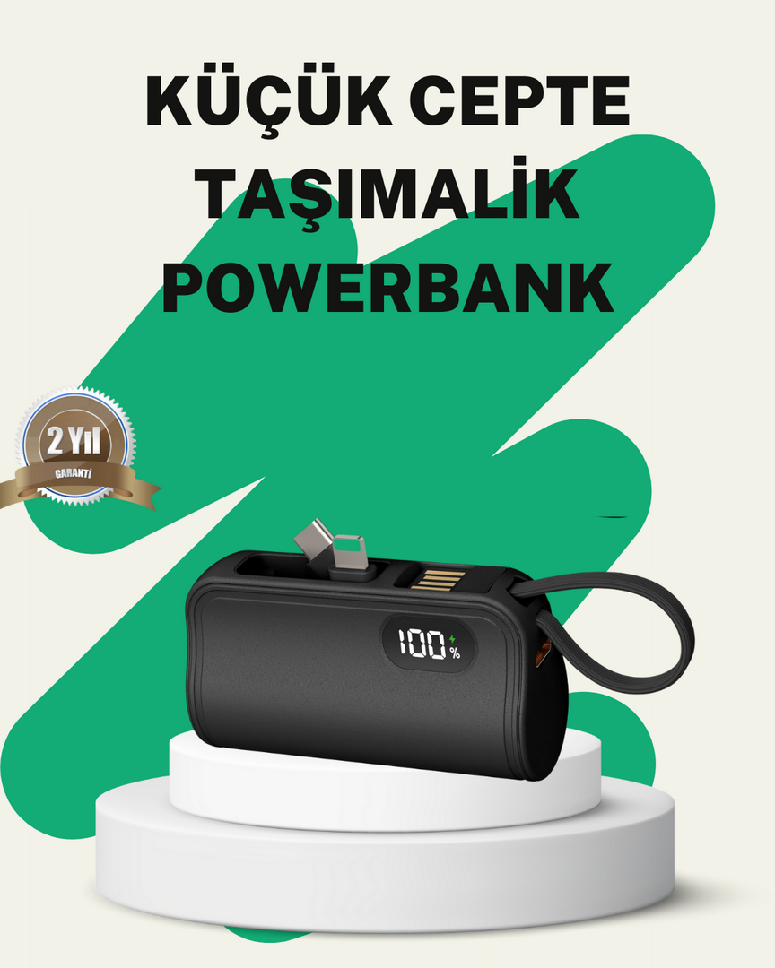 1247971_3-143.png 2000mAh Mini Powerbank Dahili Konektörlü PD 20W - Görsel 1