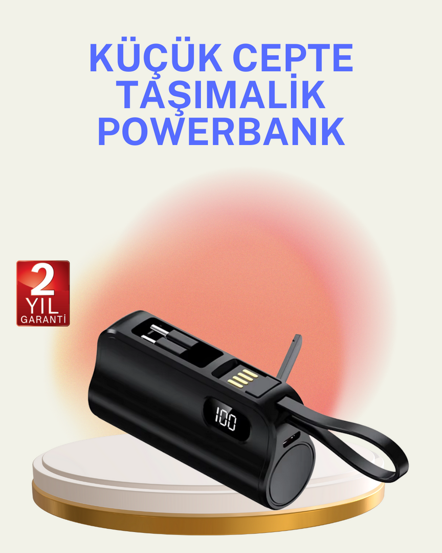 1247973_1-141.png Dahili Konektörlü 20W Hızlı Şarj Mini Taşınabilir Powerbank - Görsel 1