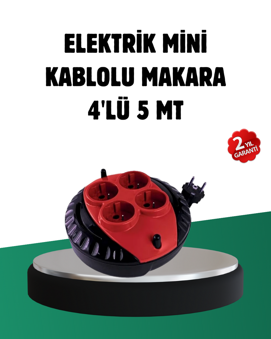 1248367_4-130.png Türkiye Üretimi 5 Metre 4 Prizli Kablolu Makara - Görsel 1