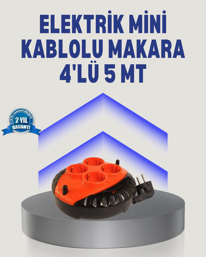 1248369_2-155.png 5 Metre Uzatma Kablolu 4 Prizli Makara Kırmızı - Görsel 1