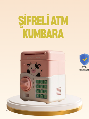 Çocuklar İçin Pembe ATM Görünümlü Elektronik Kumbara