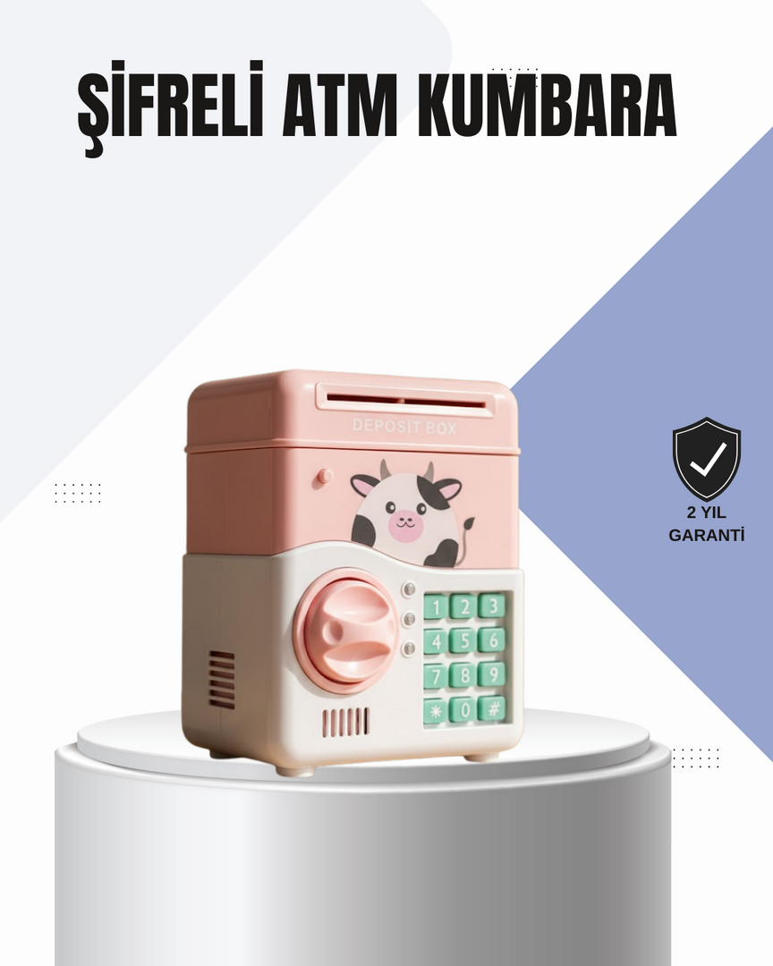 1248405_3-150.png Pembe Elektronik Şifreli Otomatik Para Çeken ATM Kumbarası - Görsel 1