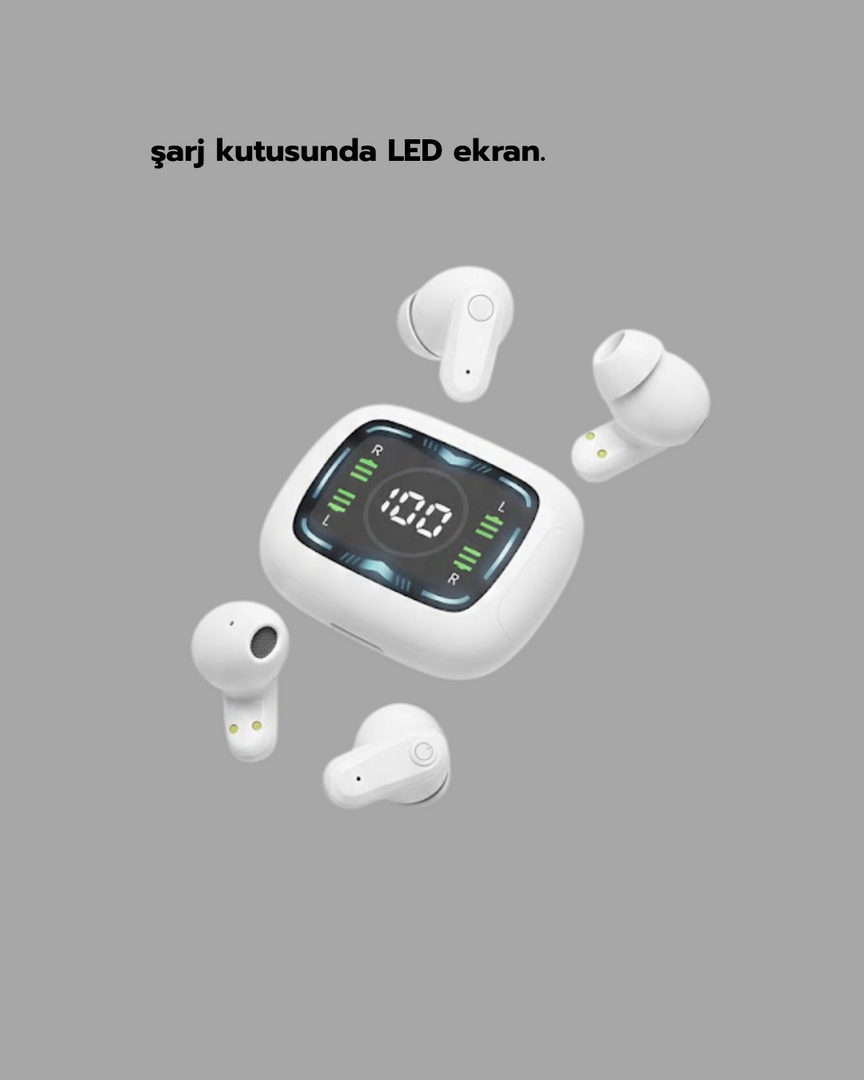 1248462_8-134.png LED Ekranlı Şarj Kutulu Kablosuz Kulaklık Net Arama Özellikli - Görsel 3