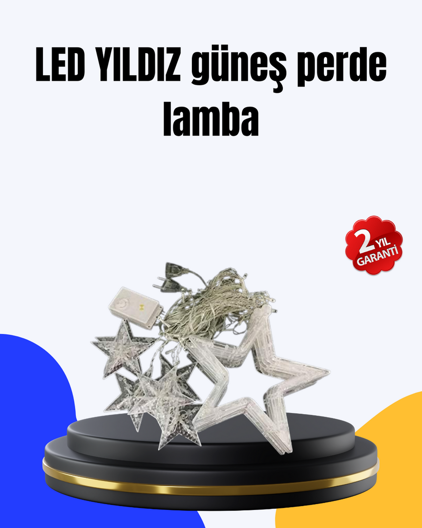 1248490_4-134.png Dekoratif Yıldız Peri Led Perde 3x3 Metre Ortam Işığı - Görsel 1