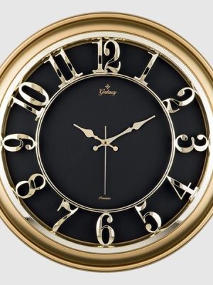 DUVAR SAATİ ALTIN SARISI İÇİ SİYAH 45CM KABARTMA RAKAM METAL AKREP YELKOVAN AKAR SANİYE