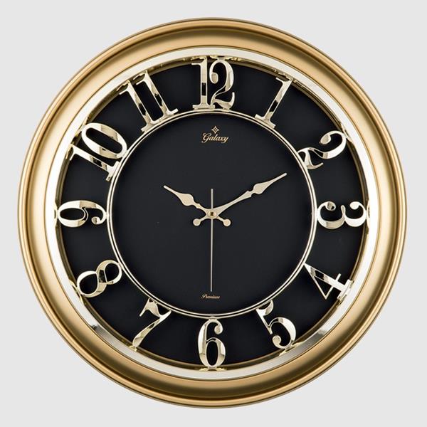 1052824_254269314-1.jpg DUVAR SAATİ ALTIN SARISI İÇİ SİYAH 45CM KABARTMA RAKAM METAL AKREP YELKOVAN AKAR SANİYE - Görsel 1