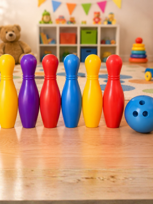Renkli Çocuk Bowling Oyunu 6 Kukalı Eğitici Eğlence Seti