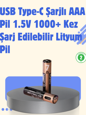 USB Type-C Şarjlı AAA Lityum Pil 1000+ Şarj Döngüsü ile Uzun Ömür