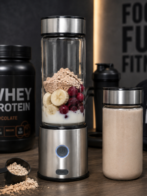 Çift Hazneli Cam Blender USB Şarjlı Smoothie ve Buz Kırıcı Blender