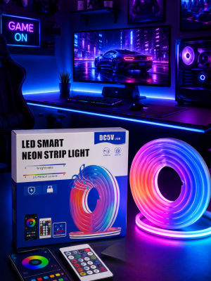 RGB Neon Led Şerit Işık Kumandalı USB Girişli Su Geçirmez Şerit Led