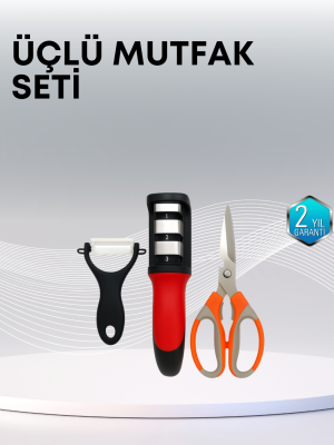 Çok Fonksiyonlu Mutfak Makas Seti – 3 Makas, Bileyici ve Soyacak Dahil