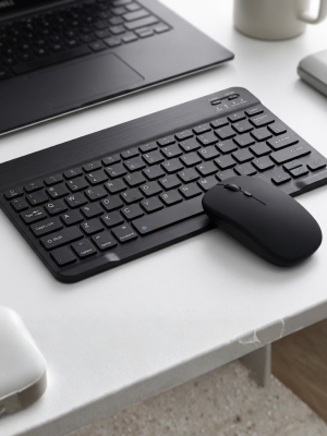 Kablosuz Bluetooth Klavye Mouse Seti Wireless Sessiz İnce Tasarım Çoklu Uyumlu