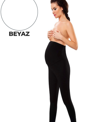 Beyaz Hamile ( Lohusa ) Penye Tayt - 560 - Beden S/M