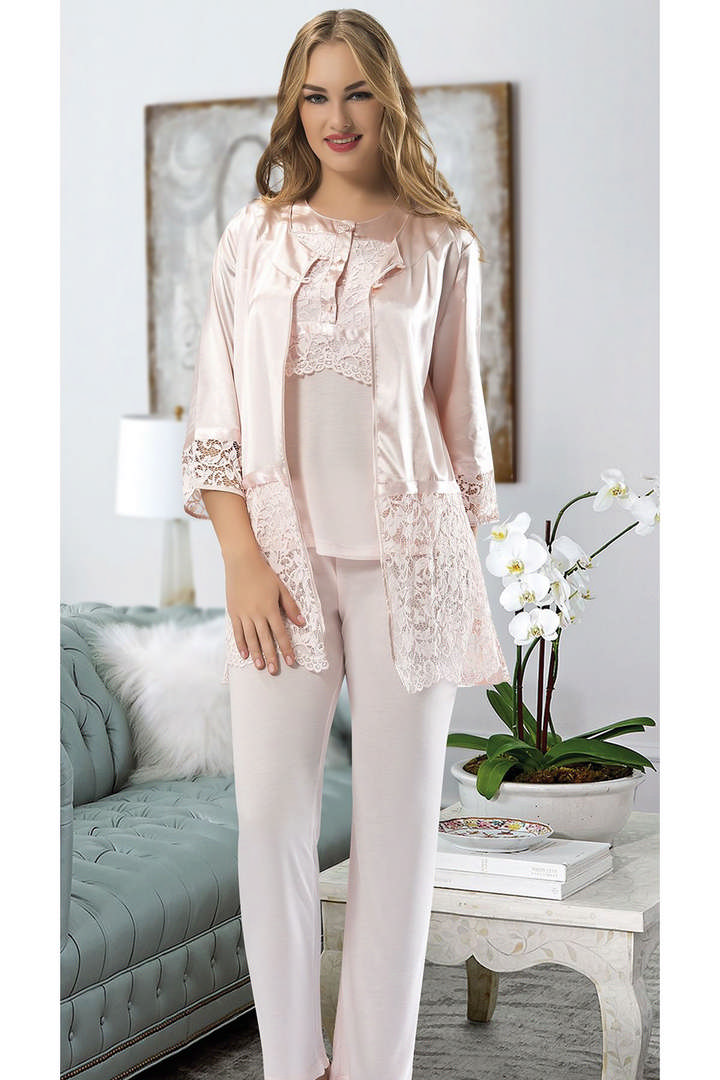 1001791_0012888_pudra-penye-pijama-takimi-1417.jpeg Pudra Penye Pijama Takımı - 1417 - Beden XL - Görsel 1