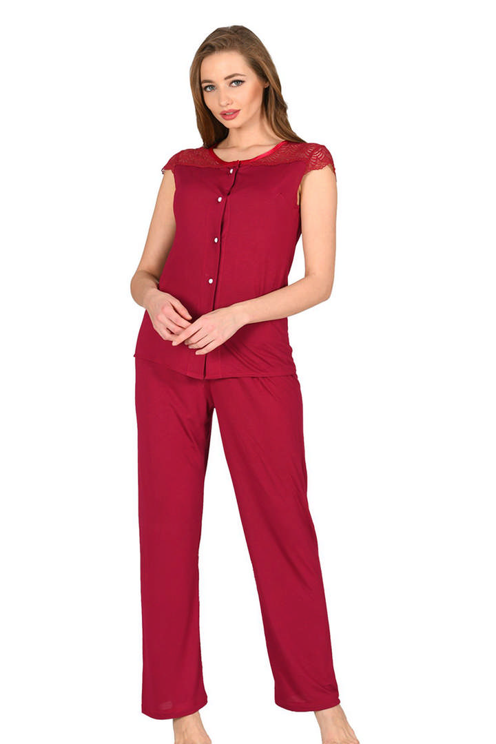 1001798_0010607_bordo-penye-pijama-takimi-1632.jpeg Bordo Penye Pijama Takımı - 1632 - Beden S/M - Görsel 1