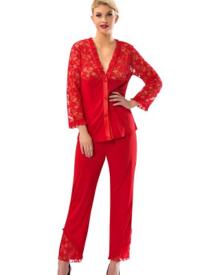 Kırmızı Penye Pijama Takımı - 1570 - Beden S
