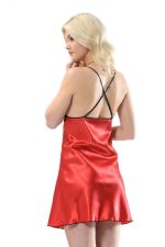 Kırmızı Dantelli Saten Gecelik - M-383 - Beden L/XL - Görsel 2