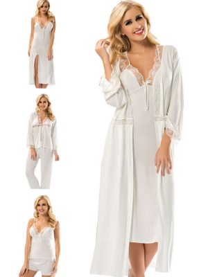 Ekru Penye Çeyizlik 6' lı Set - 1510 - Beden L