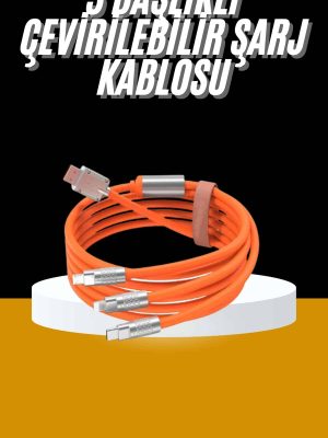 120W 3 İn 1 Uyumlu Silikon Şarj Kablosu Hızlı Şarj Kablosu