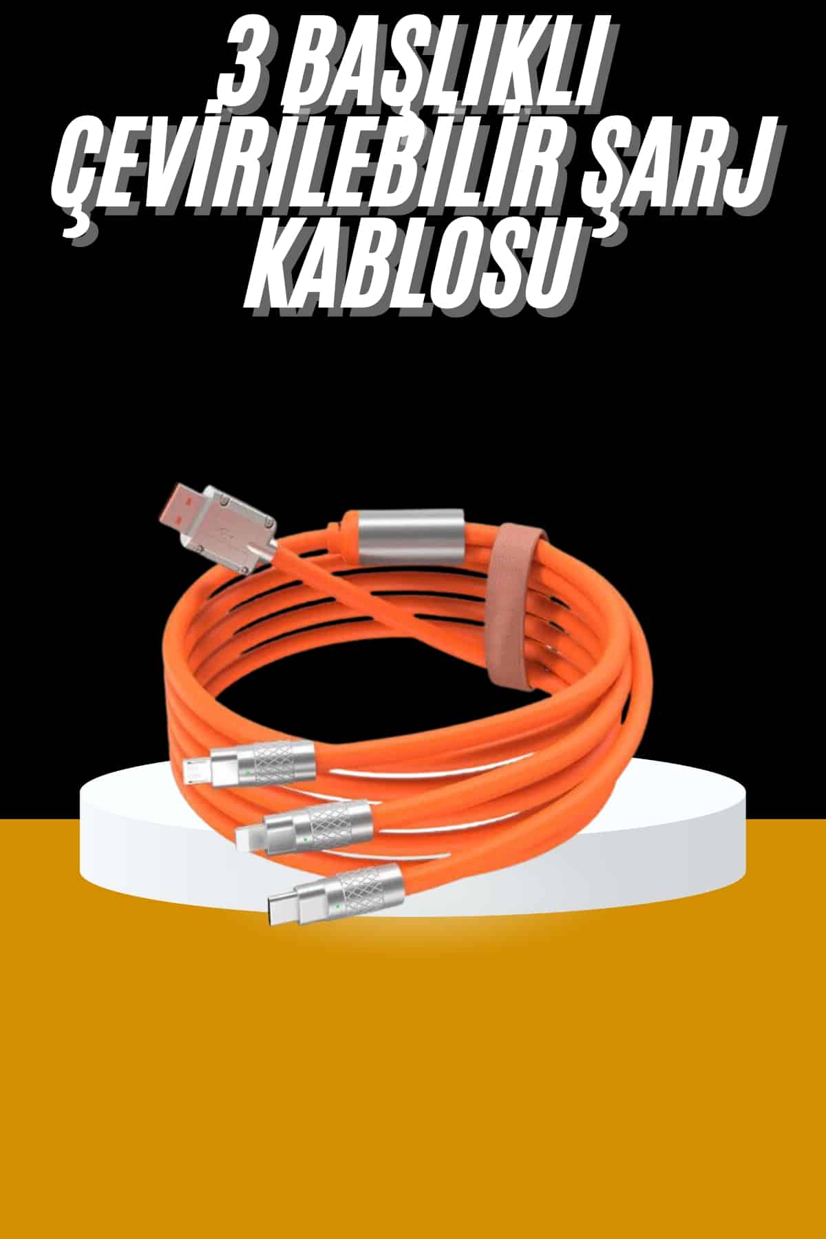 11-163.jpg 120W 3 İn 1 Uyumlu Silikon Şarj Kablosu Hızlı Şarj Kablosu - Görsel 1
