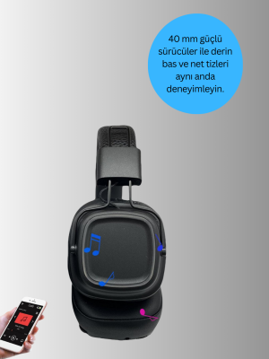 Deep Bass Destekli Kablosuz Katlanabilir Kulak Üstü Kulaklık