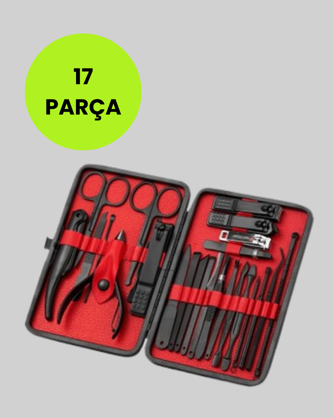 1209984_7-26.png Taşınabilir Deri Kutulu 17 Parça Manikür Seti - Görsel 1
