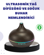 Uçucu Yağ Uyumlu Renkli LED Işıklı Nemlendirici - Görsel 5