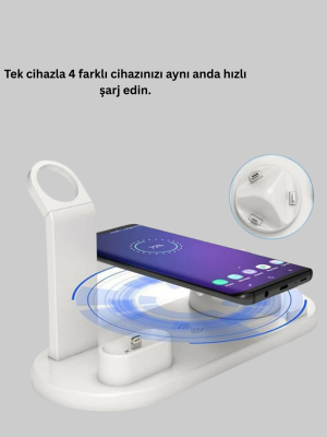 Modern Tasarımlı Çok Fonksiyonlu Kablosuz Şarj Standı