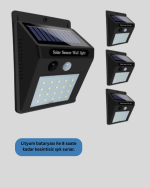 Solar Enerjili 20 LED Hareket Sensörlü Duvar Lambası - Görsel 3