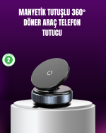Araç İçi Manyetik Telefon Tutucu 360° Döner Vakumlu Stand - Görsel 5