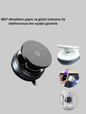 Araç İçi Manyetik Telefon Tutucu 360° Döner Vakumlu Stand