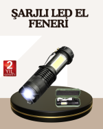 Küçük Boy Şarjlı LED El Feneri Taşınabilir Klipsli - Görsel 5