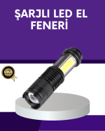 Şarjlı Mini LED El Feneri 2000 Lümen Su Geçirmez - Görsel 5