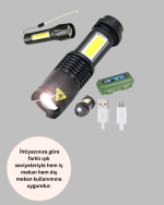 Şarjlı Mini LED El Feneri 2000 Lümen Su Geçirmez - Görsel 2