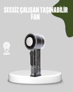 Dijital Ekranlı Şarjlı Mini Fan 100 Kademeli Hız Ayarı - Görsel 5