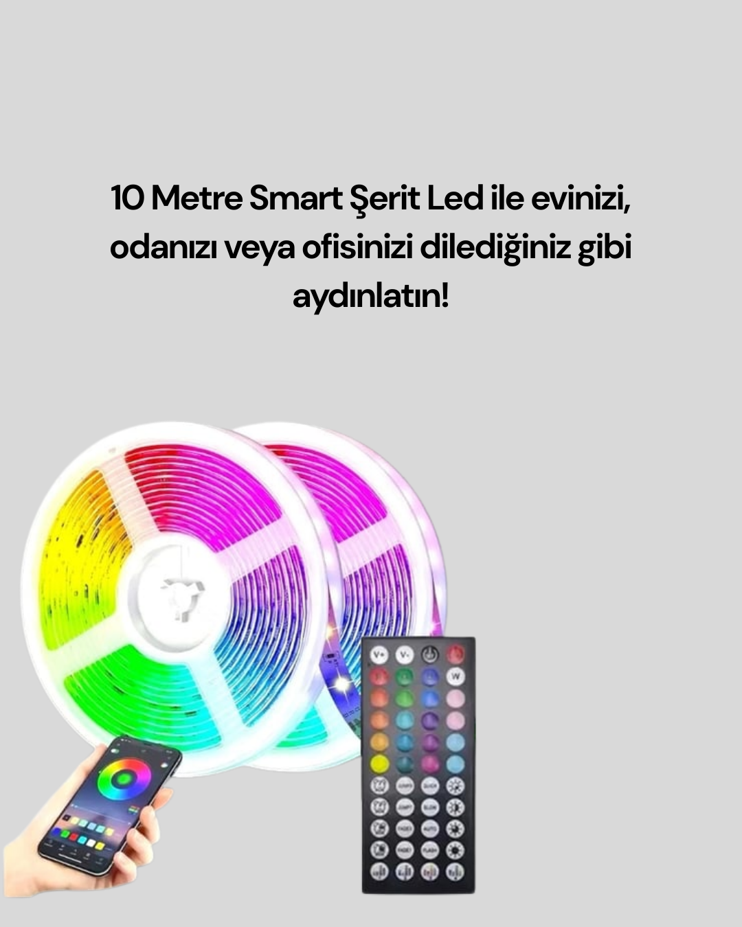 1210366_7-137.png Sese Duyarlı 10M Smart Şerit Led IOS Android Kontrollü RGB Işık - Görsel 1